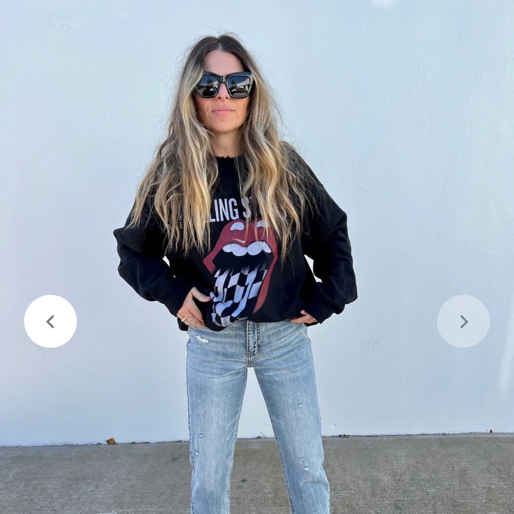 Ascot+Hart, Livy Lu, Rolling Stones, oversized, black, crewneck sweatshirt- XL